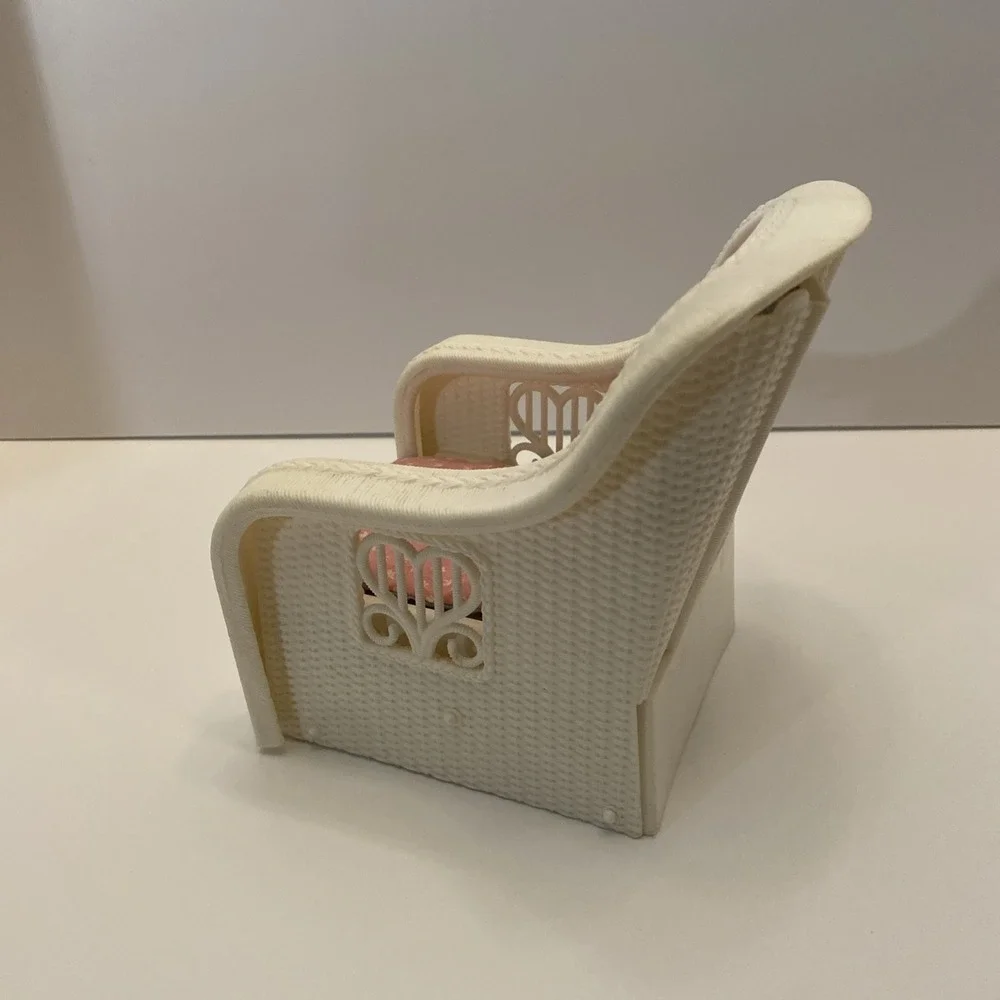 Barbie Dream House Wicker Look Plastic Chair Foot‎ Rest Cushion 80s Vintage 1983